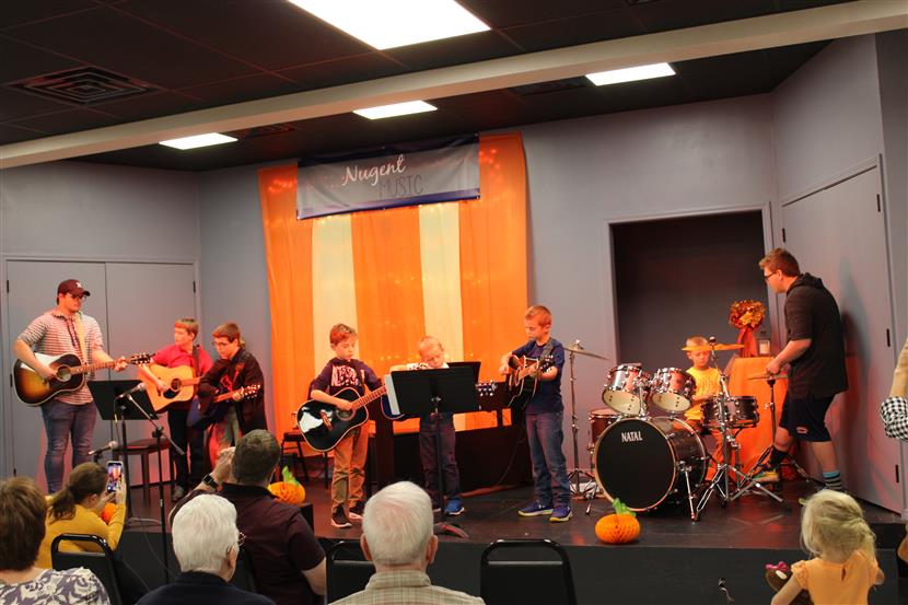 Group guitar performing